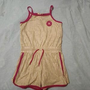 Buy 3, Get For $8 - Converse Girls Yellow/Pink Striped Romper - Size Medium NWOT